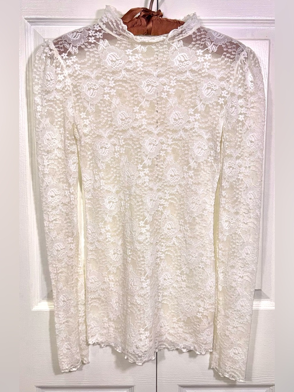 Intimately Free People Ivory Floral Lace Mock Neck Top Size Small